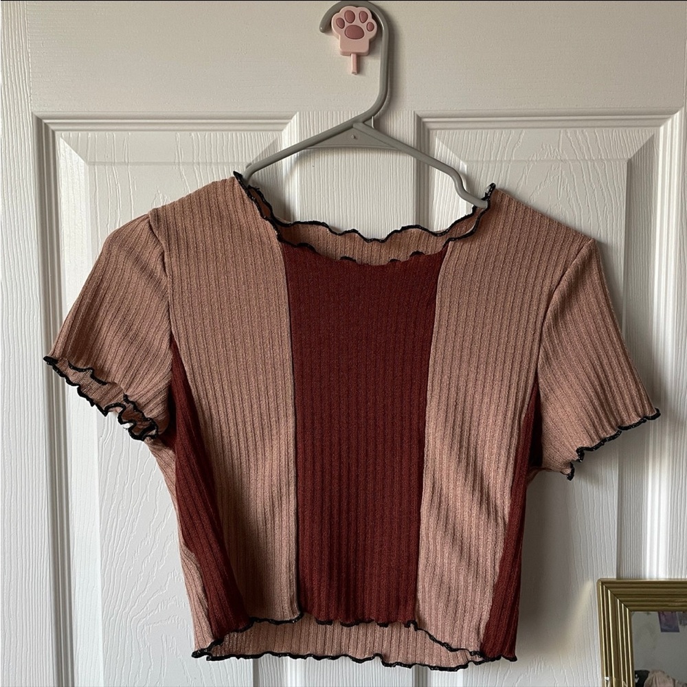SHEIN Brown Ribbed Crop Top